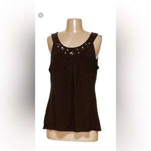 Ann Taylor Black Embellished Tank Top